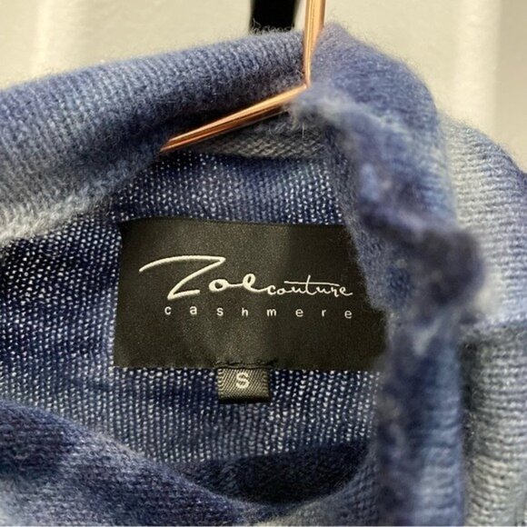 Zoe Couture Cashmere Blue Gray Tie Dye Sweater Turtleneck Size Small Boho - Picture 3 of 5
